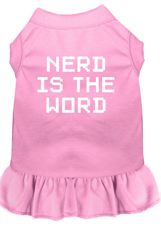 Nerd is the Word Screen Print Dress Light Pink XS